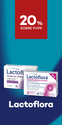 Suplementos da marca Lactoflora com destaque promocional de 20% sobre pre&ccedil;o de Venda ao P&uacute;blico Recomendado